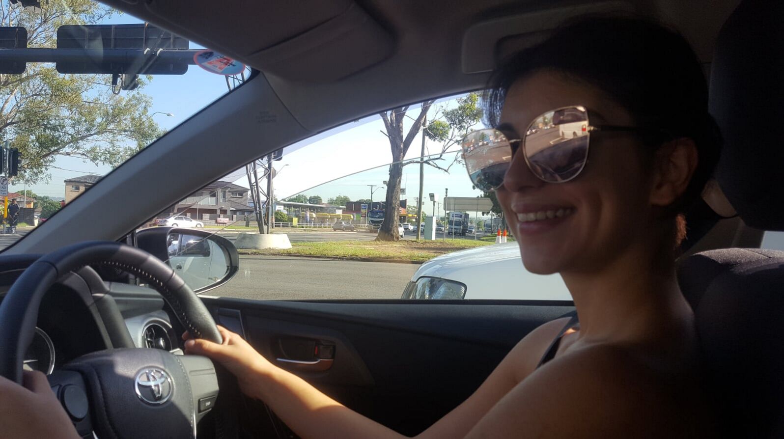 Betty teaching a student to drive in Bankstown